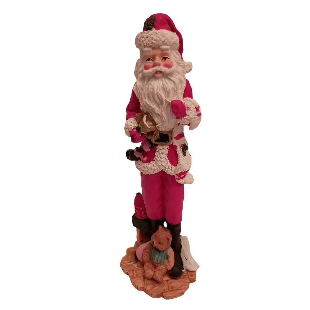 4 Old World Santas, Christmas Decorations, Resin, 1 Vintage Great Pre-owned Cond